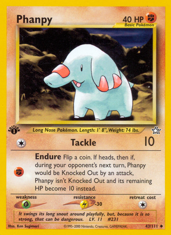 Phanpy (43/111) [Neo Genesis 1st Edition] | Card Merchant Takapuna