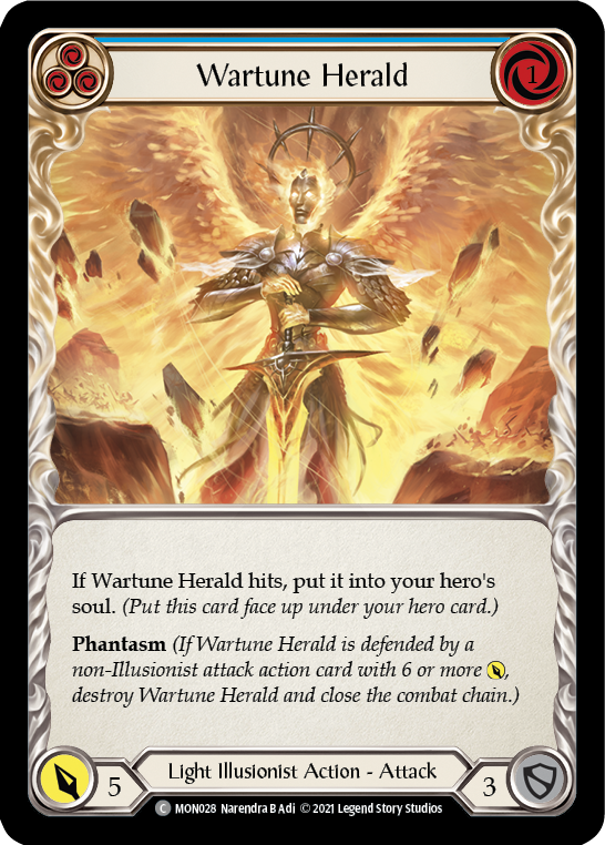 Wartune Herald (Blue) [MON028-RF] (Monarch)  1st Edition Rainbow Foil | Card Merchant Takapuna