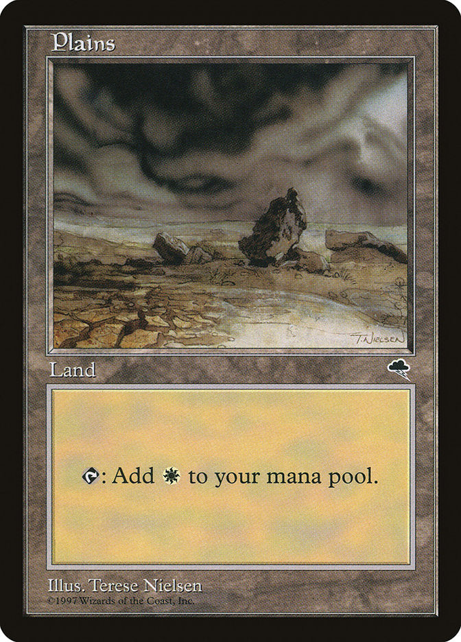 Plains (Black Signature on White Background) [Tempest] | Card Merchant Takapuna