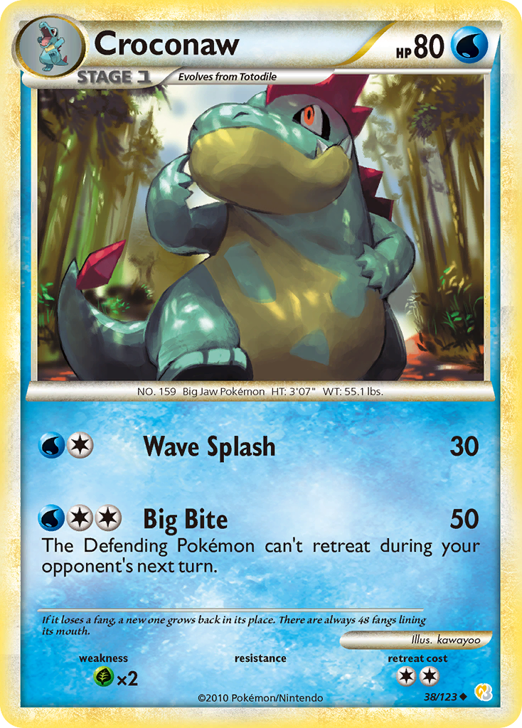 Croconaw (38/123) [HeartGold & SoulSilver: Base Set] | Card Merchant Takapuna