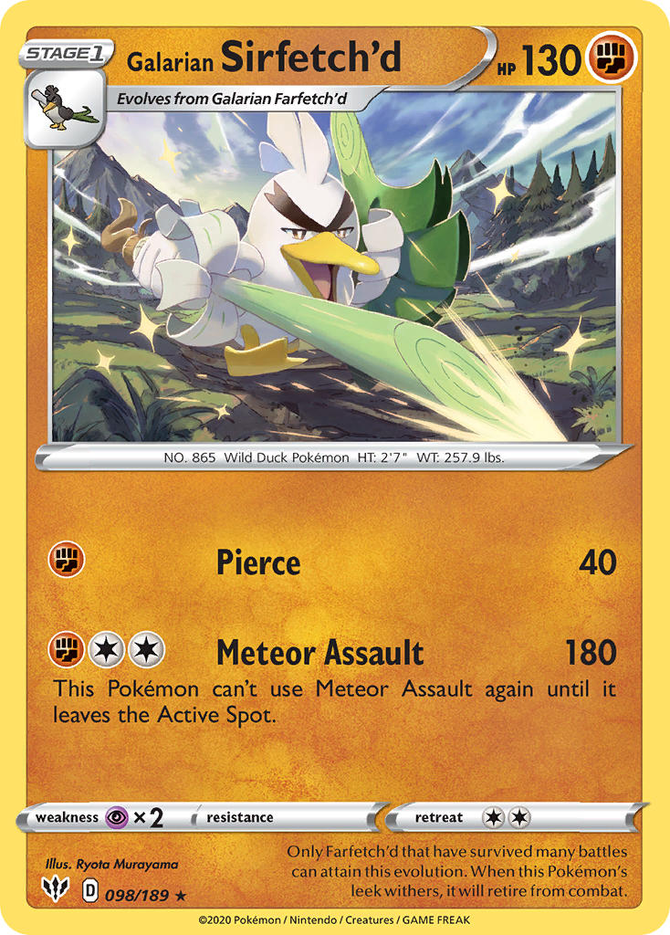 Galarian Sirfetch'd (098/189) (Cracked Ice holo) (Theme Deck Exclusive) [Sword & Shield: Darkness Ablaze] | Card Merchant Takapuna