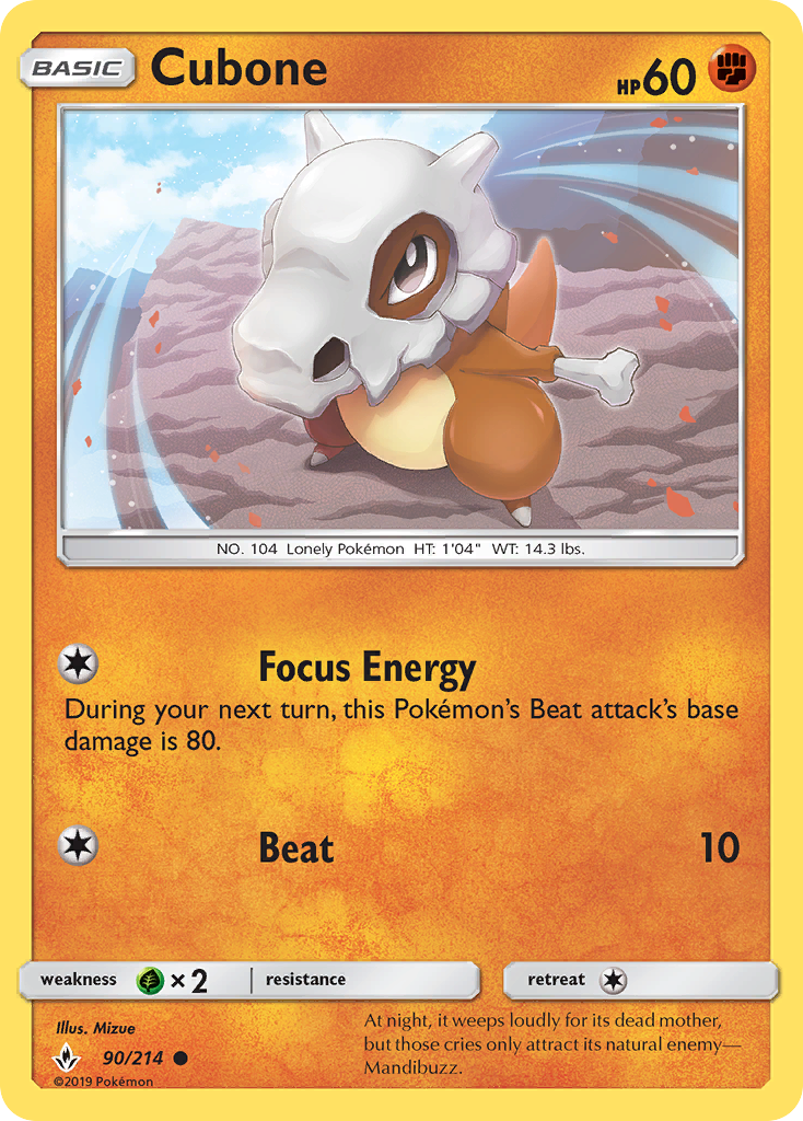 Cubone (90/214) [Sun & Moon: Unbroken Bonds] | Card Merchant Takapuna