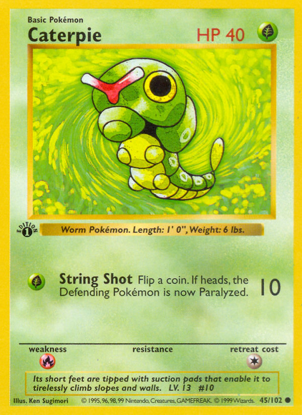 Caterpie (45/102) (Shadowless) [Base Set 1st Edition] | Card Merchant Takapuna