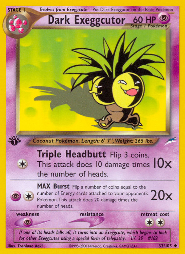 Dark Exeggutor (33/105) [Neo Destiny 1st Edition] | Card Merchant Takapuna