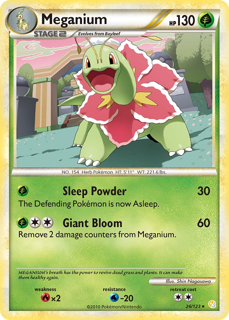 Meganium (26/123) (Theme Deck Exclusive) [HeartGold & SoulSilver: Base Set] | Card Merchant Takapuna