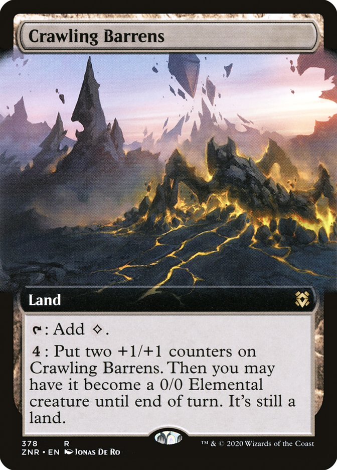 Crawling Barrens (Extended Art) [Zendikar Rising] | Card Merchant Takapuna