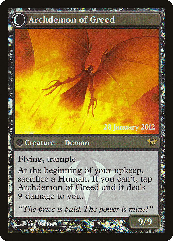 Ravenous Demon // Archdemon of Greed [Dark Ascension Prerelease Promos] | Card Merchant Takapuna