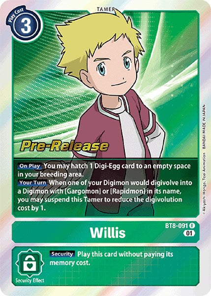 Willis [BT8-091] [New Awakening Pre-Release Cards] | Card Merchant Takapuna