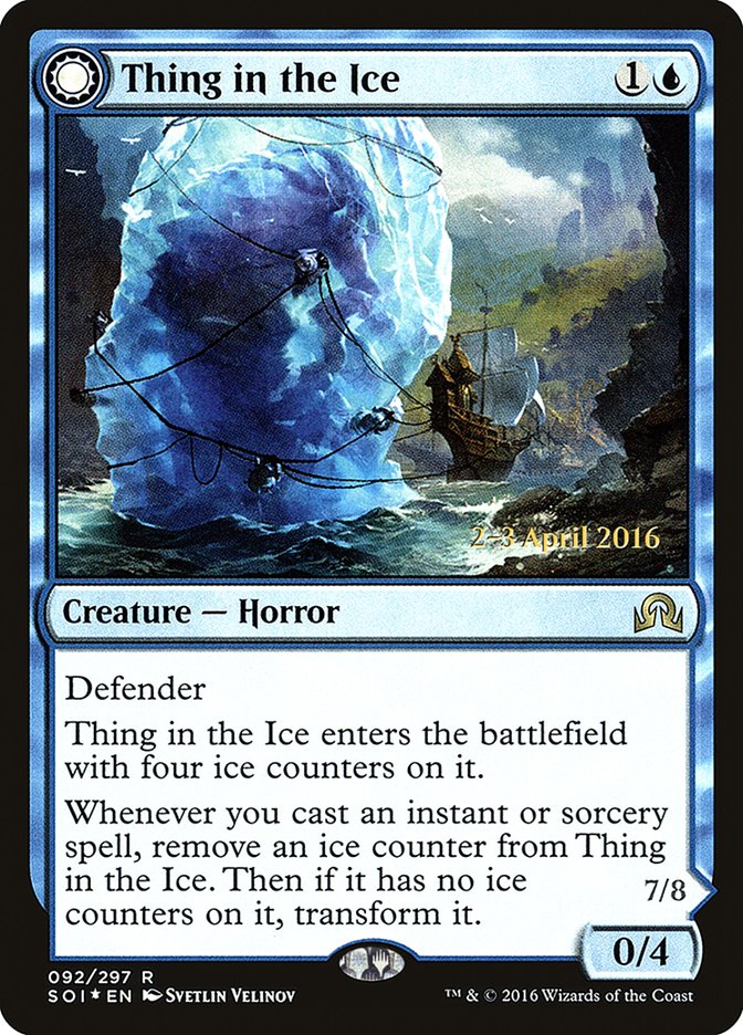 Thing in the Ice // Awoken Horror [Shadows over Innistrad Prerelease Promos] | Card Merchant Takapuna