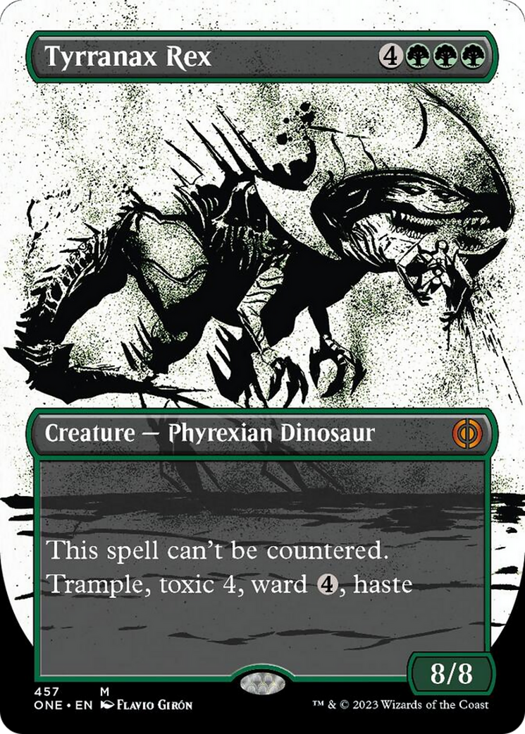 Tyrranax Rex (Borderless Ichor Step-and-Compleat Foil) [Phyrexia: All Will Be One] | Card Merchant Takapuna