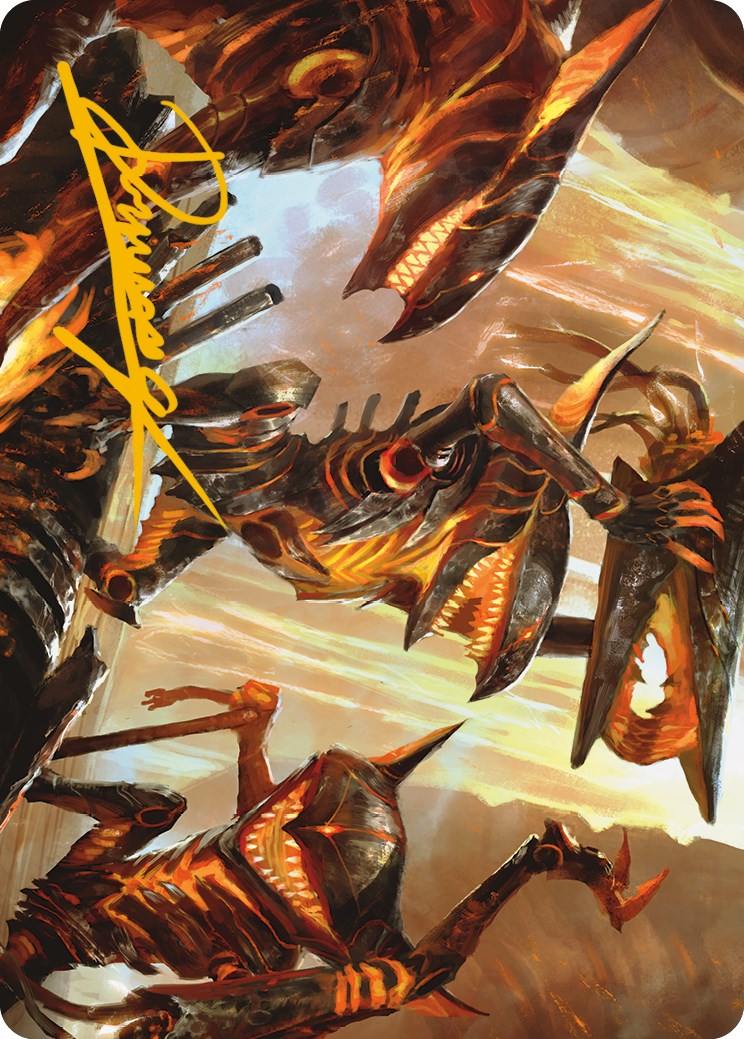 Gleeful Demolition Art Card (Gold-Stamped Signature) [Phyrexia: All Will Be One Art Series] | Card Merchant Takapuna