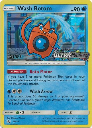 Wash Rotom (SM94) (Staff Prerelease Promo) [Sun & Moon: Black Star Promos] | Card Merchant Takapuna