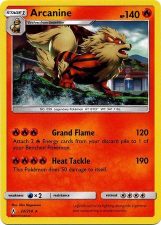 Arcanine (22/214) (Cosmos Holo) [Sun & Moon: Unbroken Bonds] | Card Merchant Takapuna