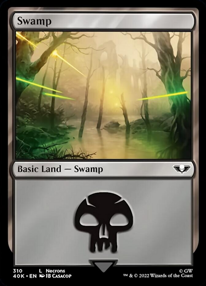 Swamp (310) (Surge Foil) [Warhammer 40,000] | Card Merchant Takapuna