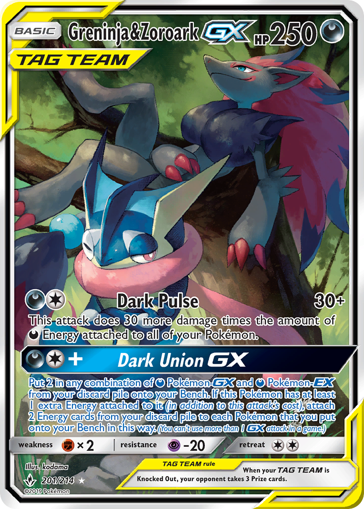 Greninja & Zoroark GX (201/214) [Sun & Moon: Unbroken Bonds] | Card Merchant Takapuna