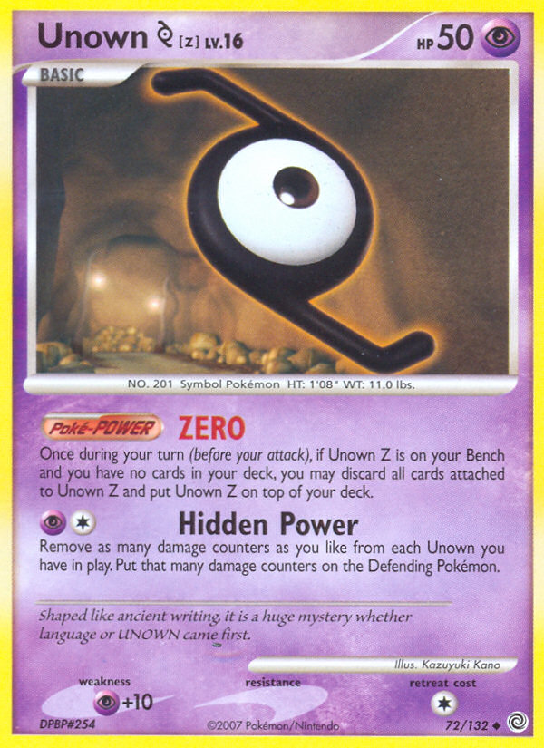 Unown Z (72/132) [Diamond & Pearl: Secret Wonders] | Card Merchant Takapuna