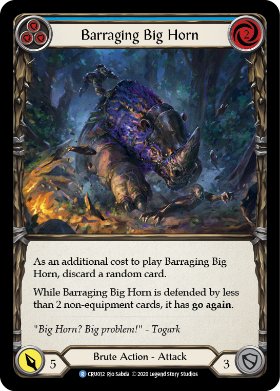 Barraging Big Horn (Blue) [CRU012] (Crucible of War)  1st Edition Rainbow Foil | Card Merchant Takapuna