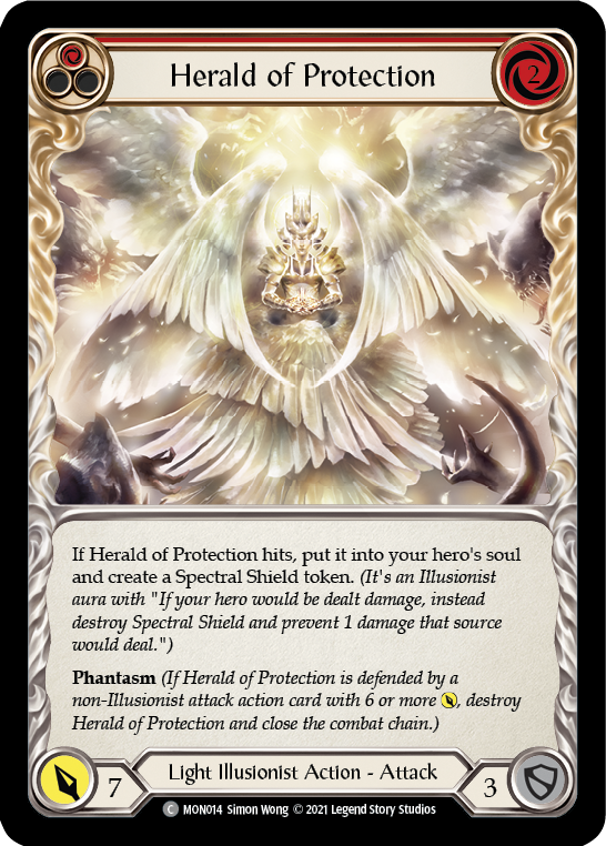 Herald of Protection (Red) [MON014-RF] (Monarch)  1st Edition Rainbow Foil | Card Merchant Takapuna