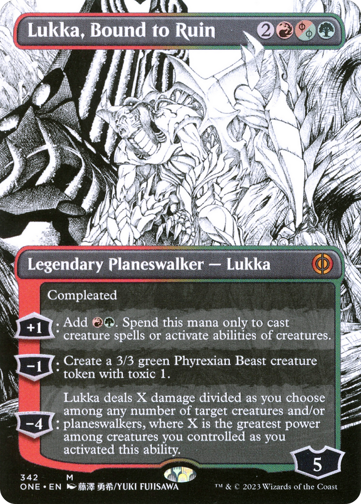 Lukka, Bound to Ruin (Borderless Manga) [Phyrexia: All Will Be One] | Card Merchant Takapuna