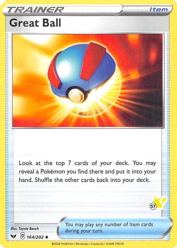 Great Ball (164/202) (Pikachu Stamp #57) [Battle Academy 2022] | Card Merchant Takapuna