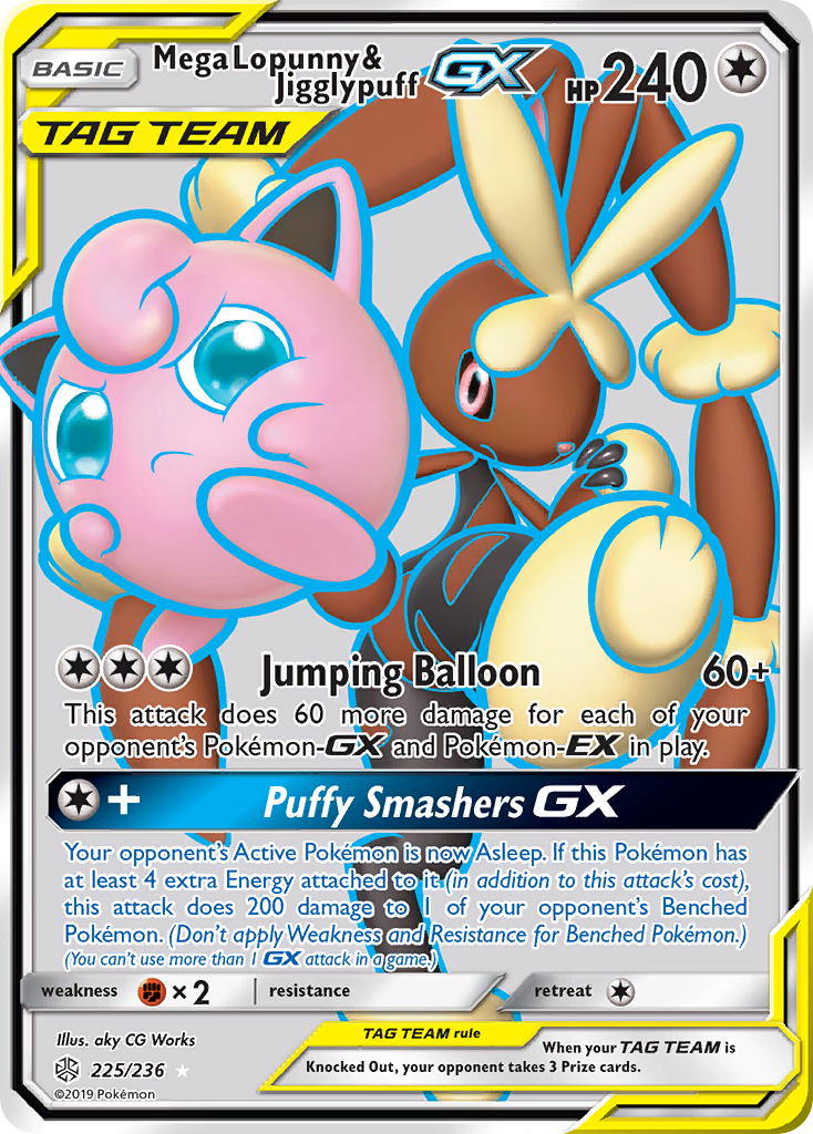 Mega Lopunny & Jigglypuff GX (225/236) [Sun & Moon: Cosmic Eclipse] | Card Merchant Takapuna