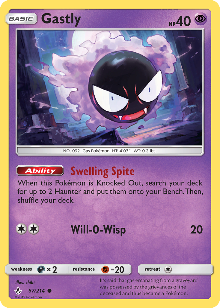 Gastly (67/214) [Sun & Moon: Unbroken Bonds] | Card Merchant Takapuna