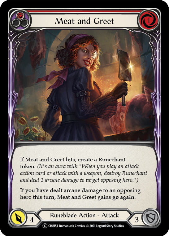 Meat and Greet (Red) [U-CRU151] (Crucible of War Unlimited)  Unlimited Rainbow Foil | Card Merchant Takapuna