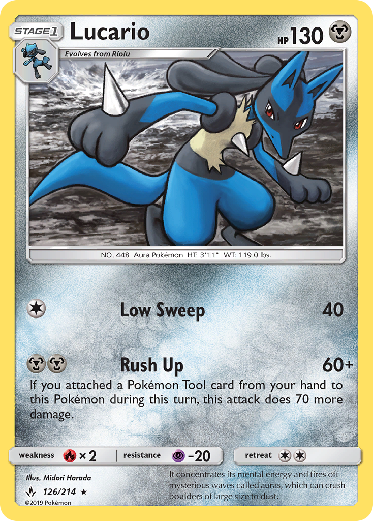 Lucario (126/214) [Sun & Moon: Unbroken Bonds] | Card Merchant Takapuna