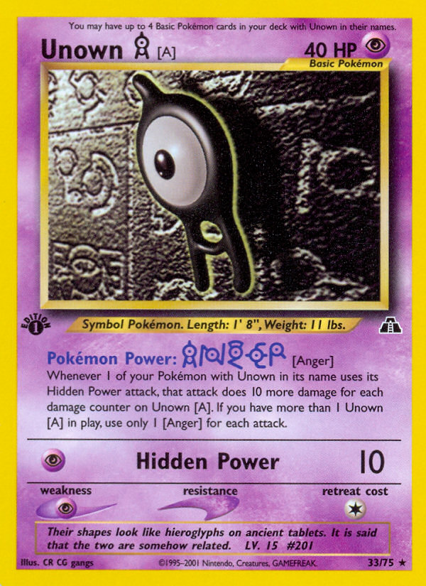 Unown [A] (33/75) [Neo Discovery 1st Edition] | Card Merchant Takapuna