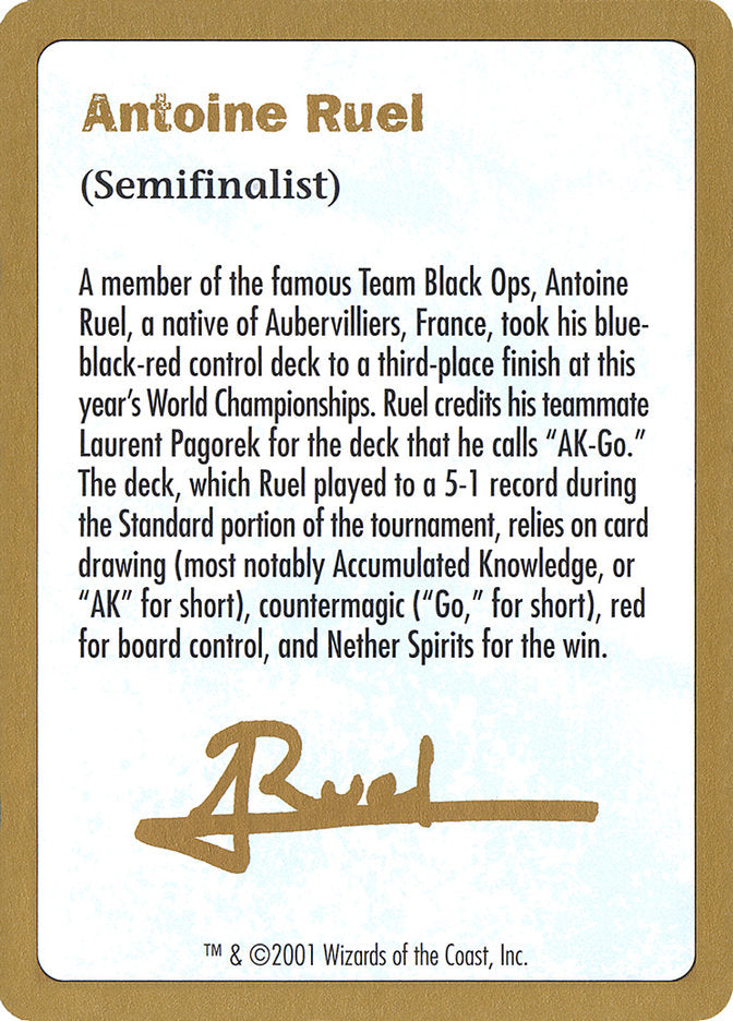 Antoine Ruel Bio [World Championship Decks 2001] | Card Merchant Takapuna