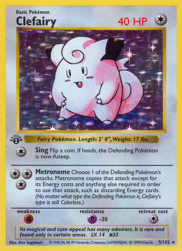 Clefairy (5/102) (Shadowless) [Base Set 1st Edition] | Card Merchant Takapuna