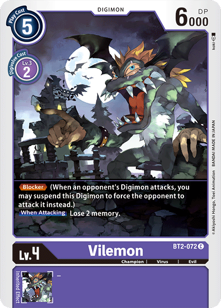 Vilemon [BT2-072] [Release Special Booster Ver.1.0] | Card Merchant Takapuna