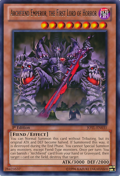 Archfiend Emperor, the First Lord of Horror [JOTL-EN031] Rare | Card Merchant Takapuna