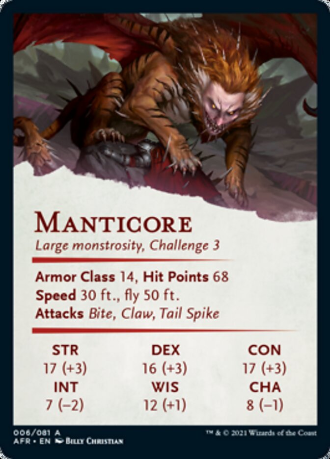 Manticore Art Card [Dungeons & Dragons: Adventures in the Forgotten Realms Art Series] | Card Merchant Takapuna