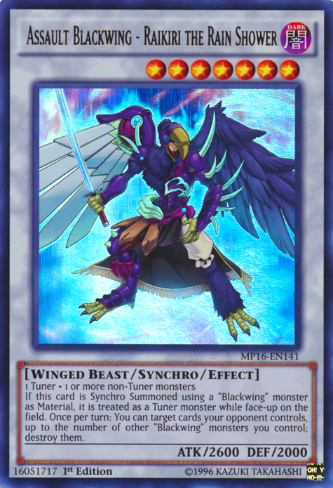 Assault Blackwing - Raikiri the Rain Shower [MP16-EN141] Ultra Rare | Card Merchant Takapuna