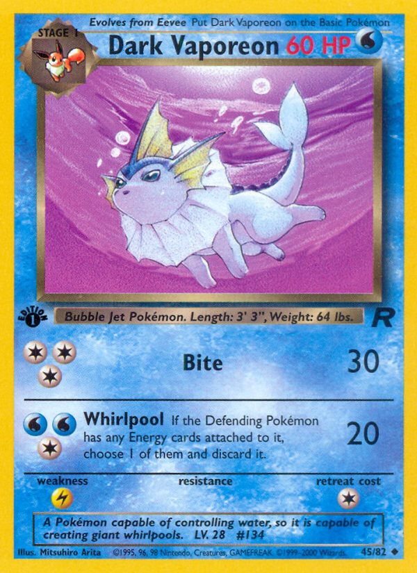 Dark Vaporeon (45/82) [Team Rocket 1st Edition] | Card Merchant Takapuna