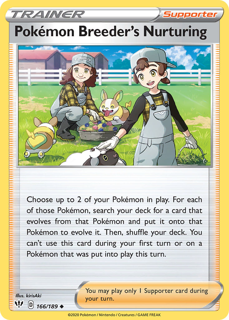 Pokemon Breeder's Nurturing (166/189) [Sword & Shield: Darkness Ablaze] | Card Merchant Takapuna