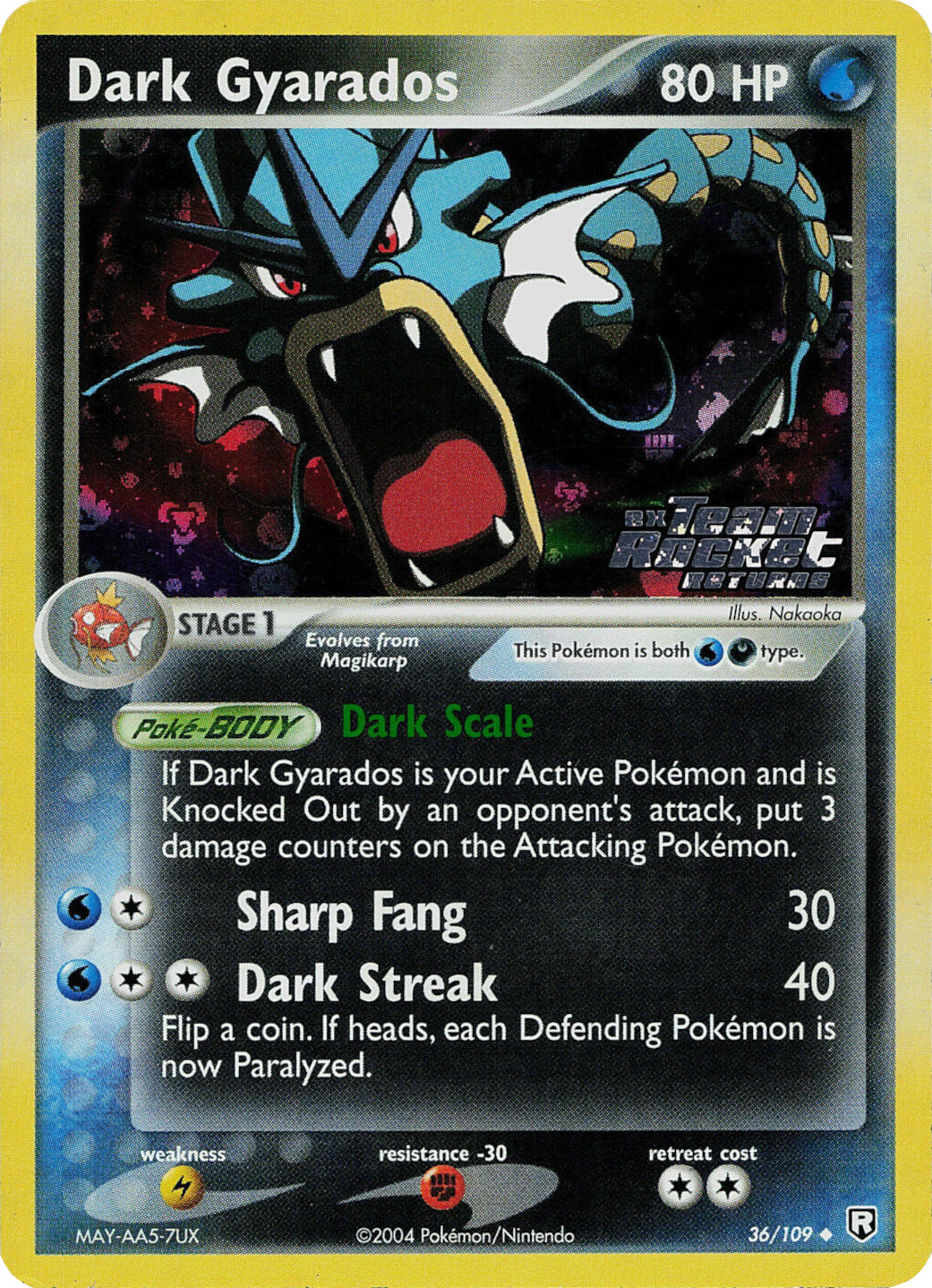 Dark Gyarados (36/109) (Stamped) [EX: Team Rocket Returns] | Card Merchant Takapuna