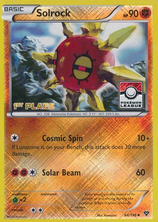 Solrock (64/146) (1st Place League Challenge Promo) [XY: Base Set] | Card Merchant Takapuna