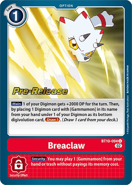 Breaclaw [BT10-094] [Xros Encounter Pre-Release Cards] | Card Merchant Takapuna