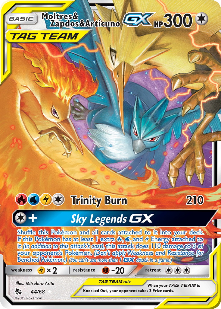 Moltres & Zapdos & Articuno GX (44/68) [Sun & Moon: Hidden Fates] | Card Merchant Takapuna