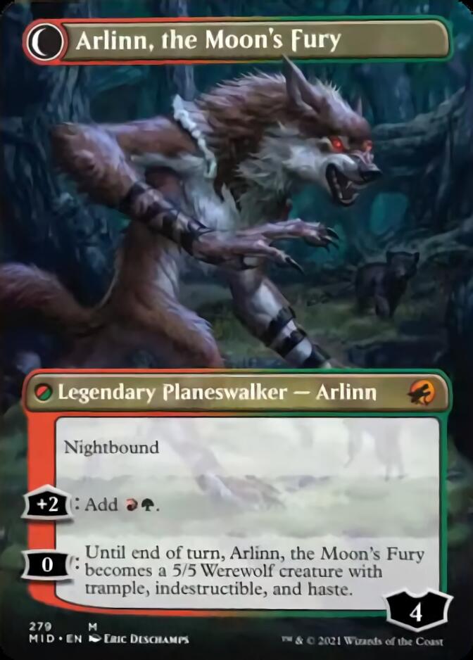 Arlinn, the Pack's Hope // Arlinn, the Moon's Fury (Borderless) [Innistrad: Midnight Hunt] | Card Merchant Takapuna