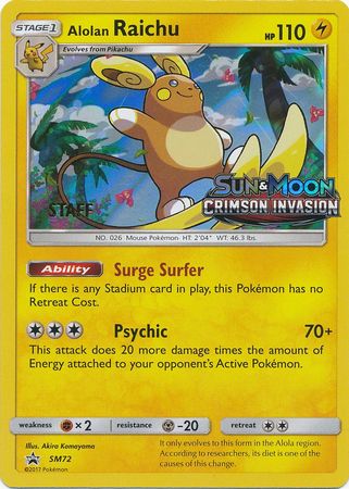 Alolan Raichu (SM72) (Staff Prerelease Promo) [Sun & Moon: Black Star Promos] | Card Merchant Takapuna