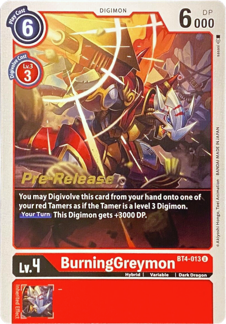 BurningGreymon [BT4-013] [Great Legend Pre-Release Promos] | Card Merchant Takapuna