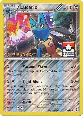 Lucario (63/124) (League Promo 3rd Place) [XY: Fates Collide] | Card Merchant Takapuna