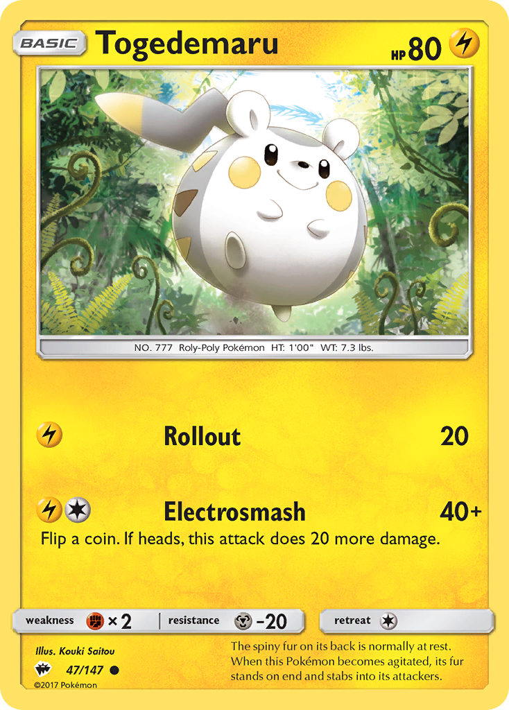 Togedemaru (47/147) [Sun & Moon: Burning Shadows] | Card Merchant Takapuna