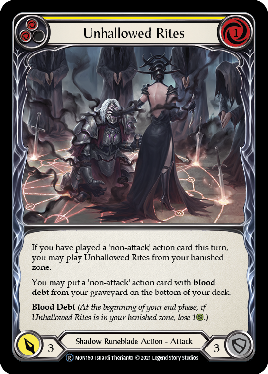 Unhallowed Rites (Yellow) [U-MON160-RF] (Monarch Unlimited)  Unlimited Rainbow Foil | Card Merchant Takapuna