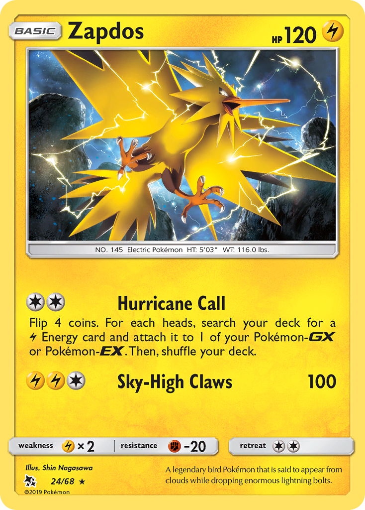 Zapdos (24/68) [Sun & Moon: Hidden Fates] | Card Merchant Takapuna