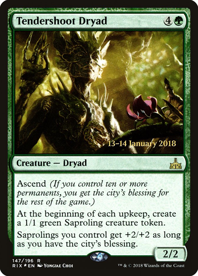 Tendershoot Dryad [Rivals of Ixalan Prerelease Promos] | Card Merchant Takapuna