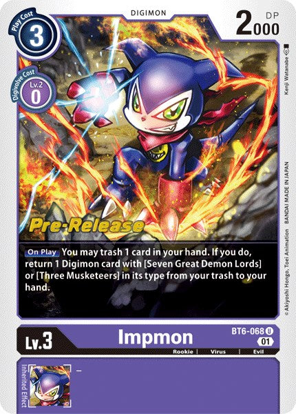 Impmon [BT6-068] [Double Diamond Pre-Release Cards] | Card Merchant Takapuna